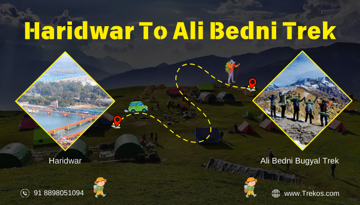 Haridwar to Ali Bedni Bugyal Trek Distance.