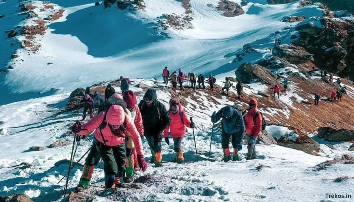 People Treking Kedarkantha Trek (Kedarkantha Trek From Delhi)